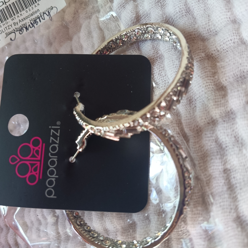 Paparazzi Glittering Silver Hoop Earrings